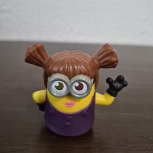 2019 McDonald's The Rise of Gru Minion Purple Girl In Pigtail Happy Meal Toy